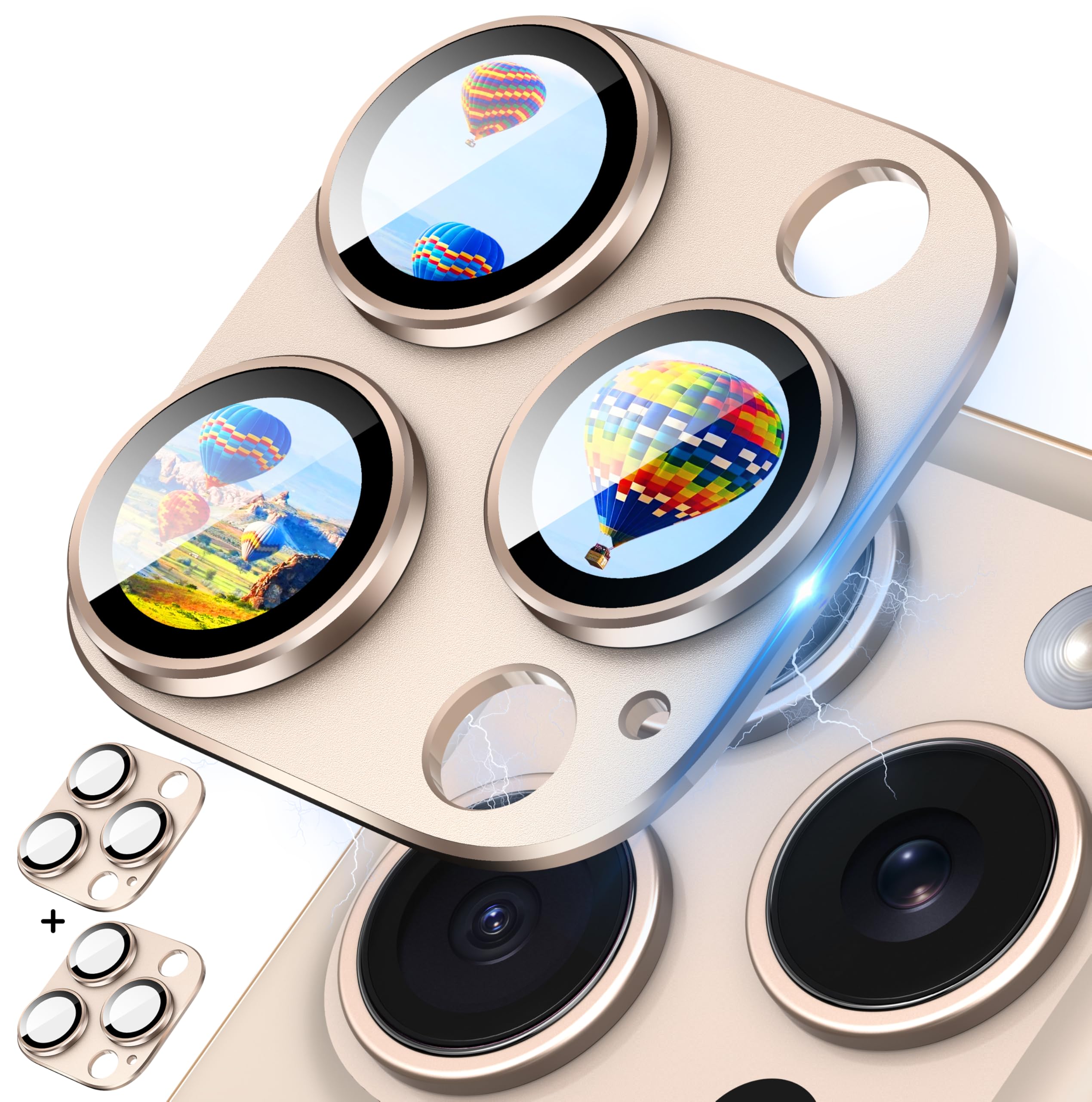 Photo 1 of 2 Pack Camera Lens Protector for iPhone 16 Pro/16 Pro Max Aluminum Alloy Camera Cover,Stick Firmly,Case Friendly,AR Anti Reflective,Lossless Pixels for iPhone 16 Pro Max Tempered Glass Lens Protector