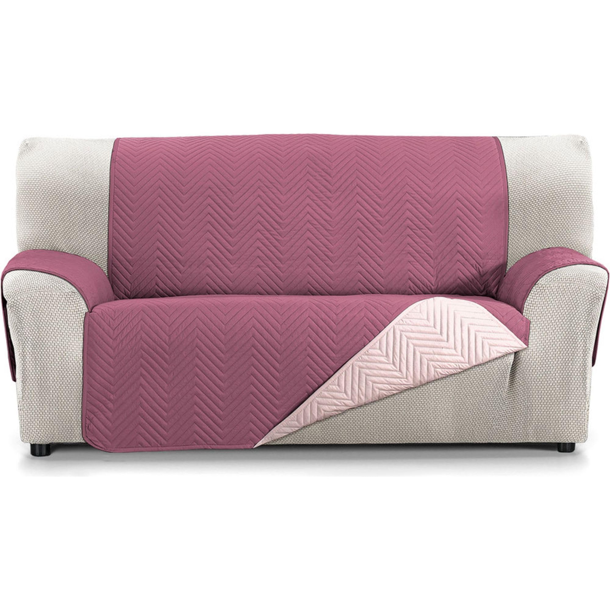 ECOMMERC3 | Reversible Sofa Cover for 2 Seater Sofa - Extra Soft Touch and Maximum Coupling, Aubergine/Salmon Colour