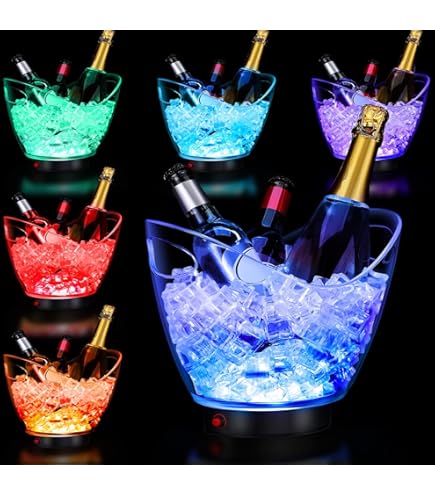 Amazon.com: Umigy 4 Pcs LED Ice Buckets 2l Clear Plastic Beer