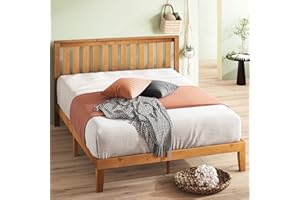 ZINUS Alexia Wood with Wood Headboard Bed Frame with headboard / Solid Wood Foundation with Wood Slat Support / No Box Spring Needed / Easy Assembly, Rustic Pine, Queen
