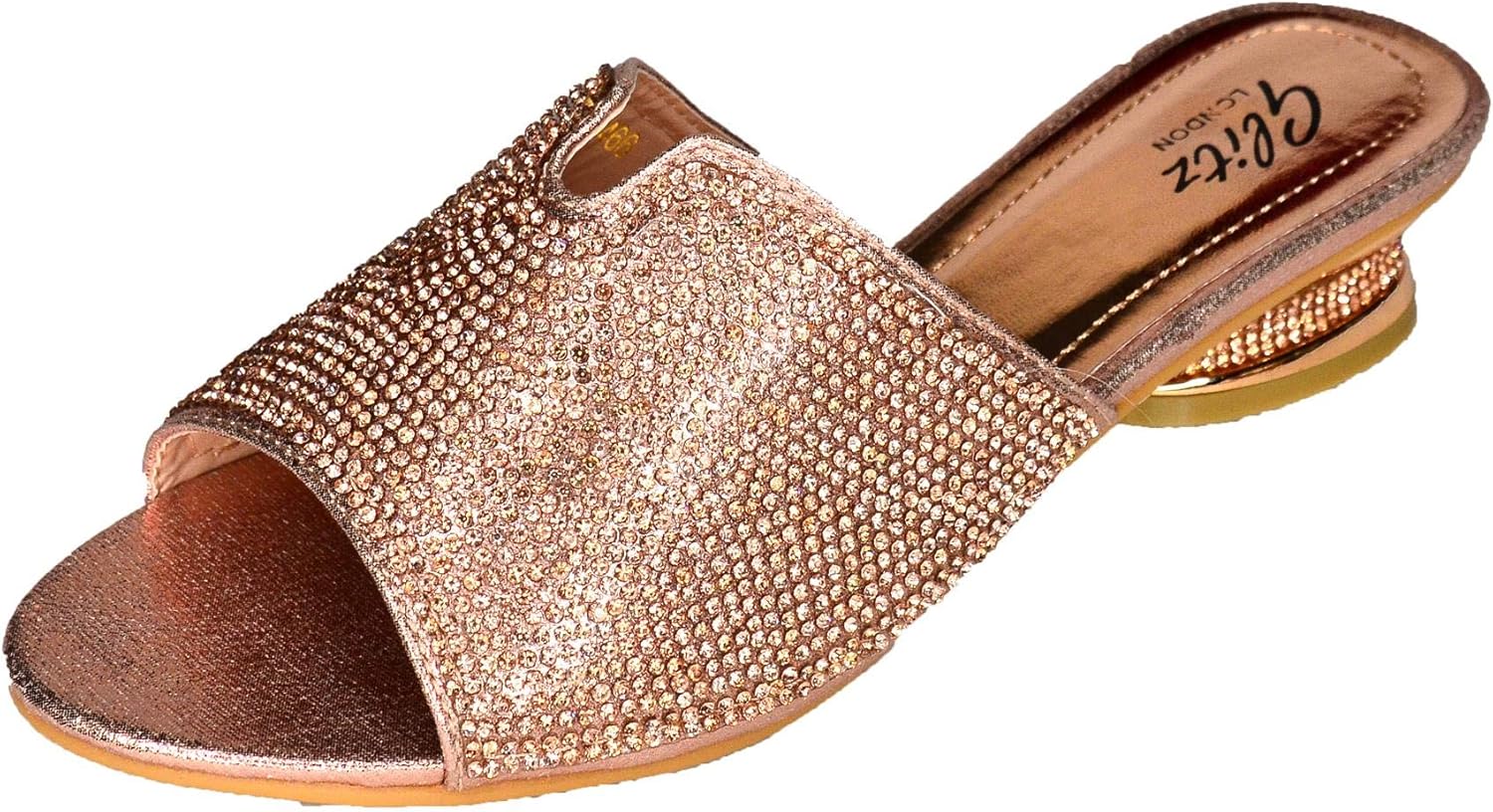 Ladies Diamante Low Heel Mules Sliders Sandals Holiday Slip on Shoes