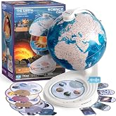 8" Interactive Talking Globe, Bilingual LED Earth STEM Toy for Kids 6+ | Bilingual English/French, Openable, LED core, Hands-on geology toy, 48 Geography facts &amp; quiz, Birthday Christmas gift