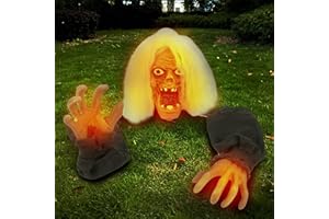 yosager Halloween Lighted Skeleton Groundbreaker Decoration, Scary Climbing Zombie Face & Arms Yard Stake with Light for Outdoor Halloween Graveyard Garden, Lawn, Patio, Haunted House Props