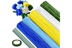 521 Pcs Pipe Cleaners Craft,5 Assorted Colors Pipe Cleaners Bulk, Chenille Stems for DIY Flower Making Kit with Floral Wires(