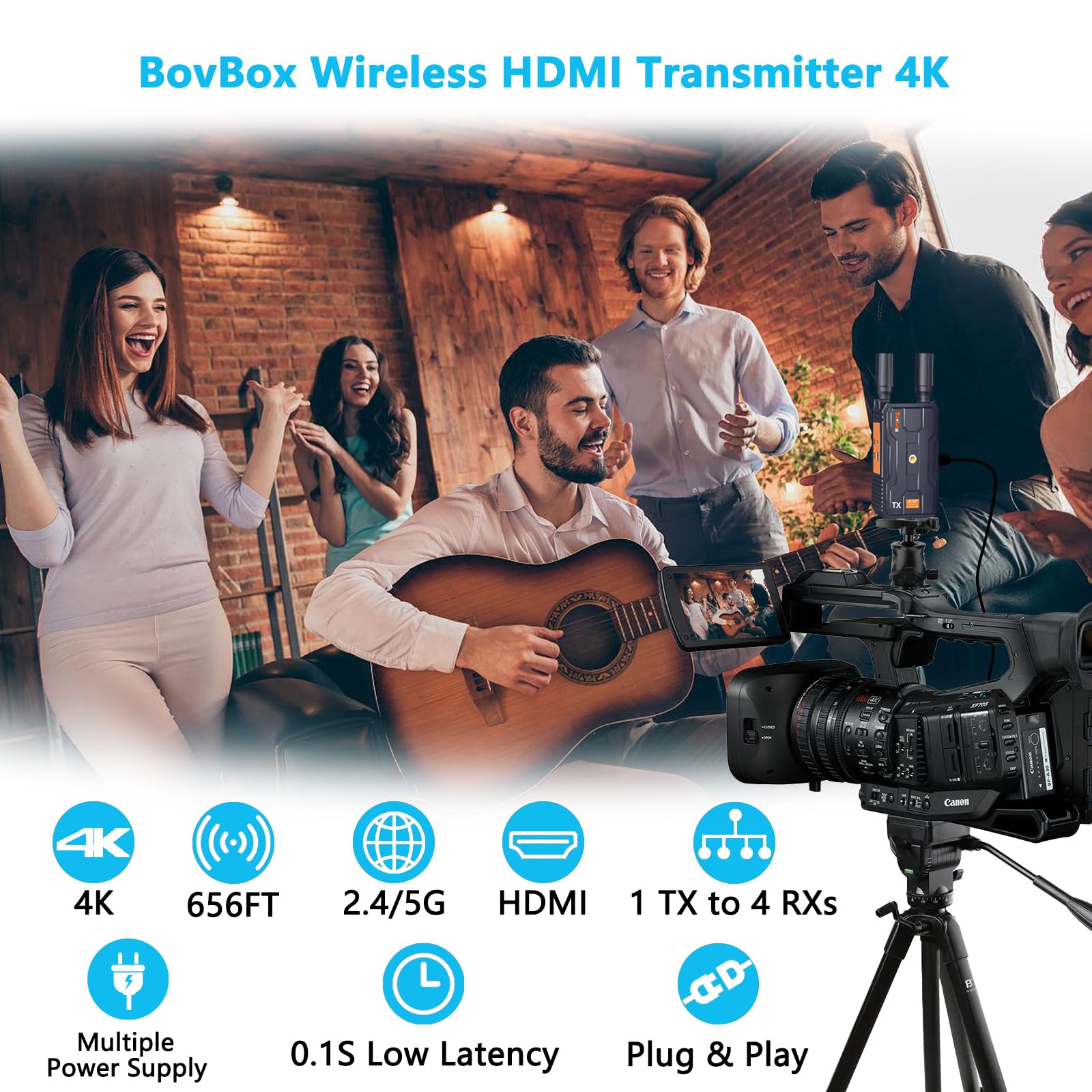 Wireless HDMI Receiver 4K（RX only）, 656FT(200M) Wireless HDMI Extender, 2.4/5G Video Transmission System for Streaming Video/Audio from Laptop/PC to HDTV/Projector/Monitor