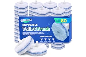Cecailin® 60pcs Disposable Toilet Brush. Bathroom Cleaning. Disposable Bowl Cleaners Compatible with Most Toilet Brushes