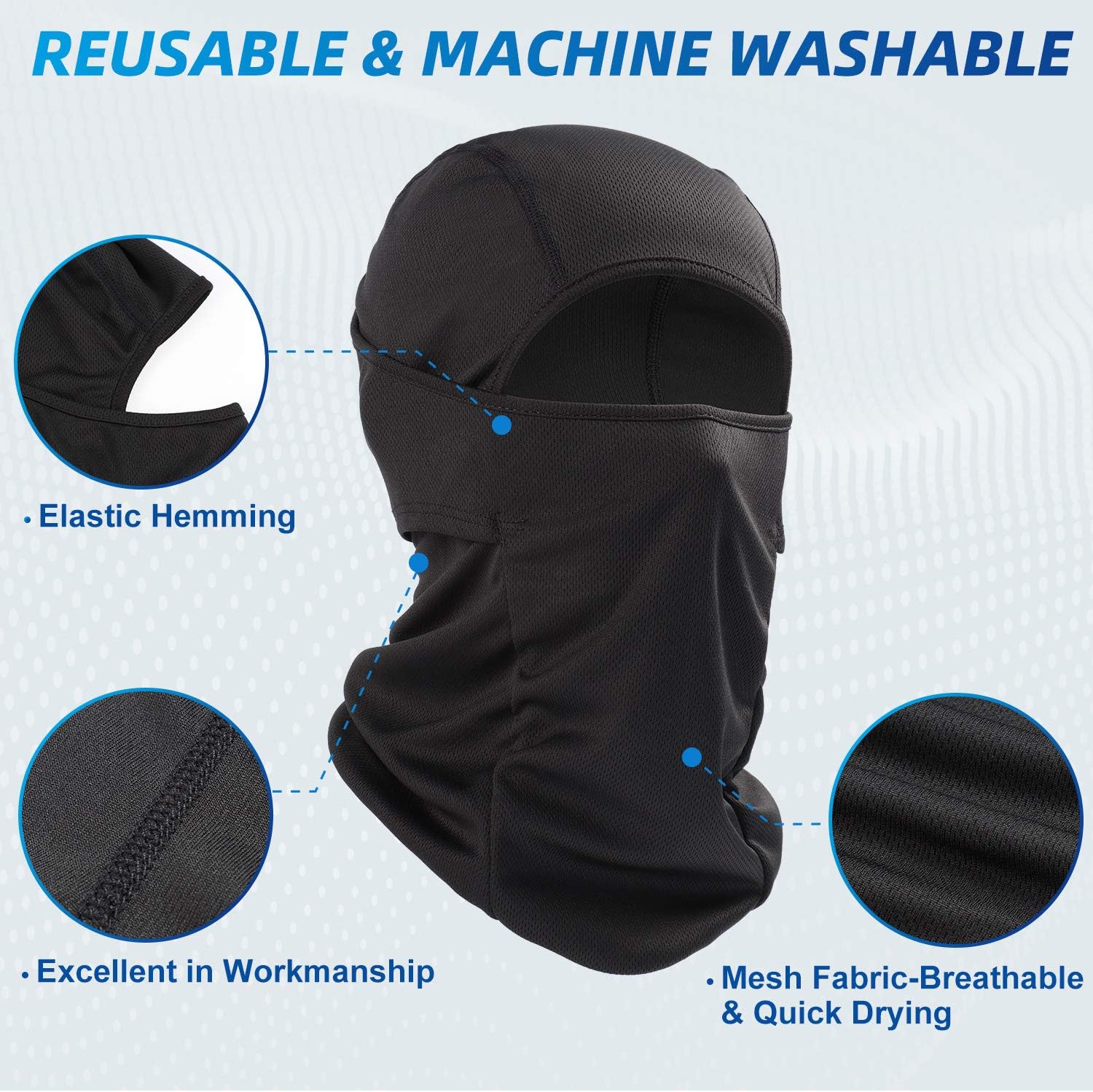 AstroAI Balaclava Face Mask Ski Mask-UV Protection Windproof Dustproof Mask for Men Women Skiing Snowboarding Cycling Hiking Black Mask: Automotive