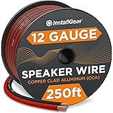 InstallGear 12 Gauge AWG 250ft Speaker Wire True Spec and Soft Touch Cable - Red/Black