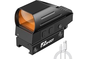 EZshoot Rechargeable Red/Green Dot Reflex Sight, Red Dot Optic Scope, Multiple Reticle Paintball Sight with 20mm Picatinny Rail Mount, Absolute Co-Witness Red Dot Scope
