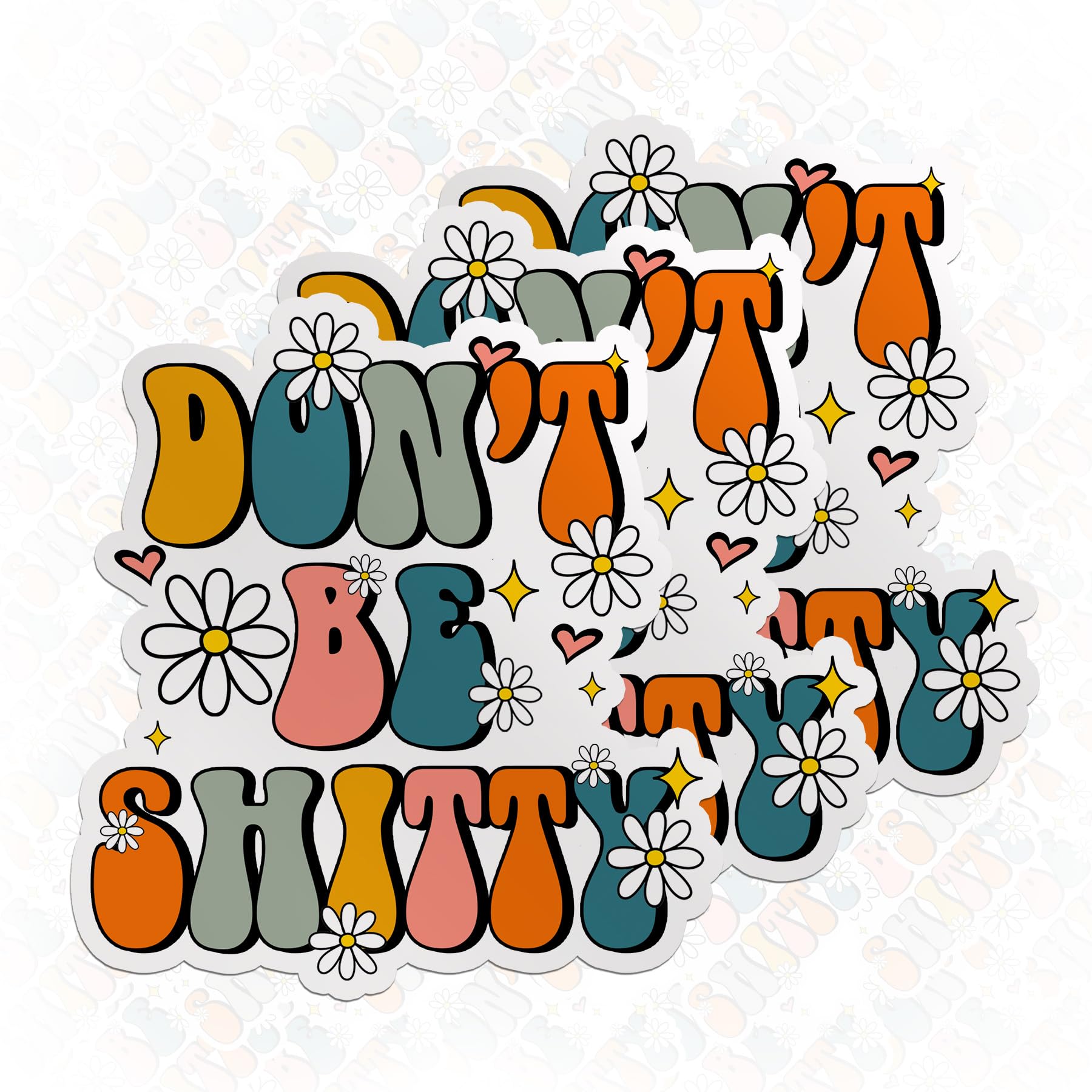 Photo 1 of (3PCS) Don't Be Shitty Stickers Floral Vibes Funny Sarcastic Sarcasm Sticker Self Confidence Self Die Cut Waterproof Vinyl Sticker for Water Bottle Tumbler Hard Hat Helmet Car Laptop Gift (3 Inches)