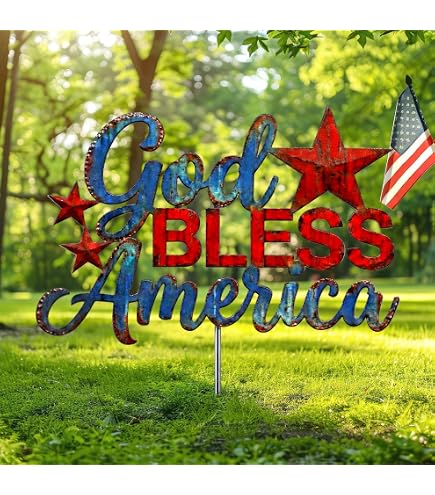Amazon.com : 4 Less Co 18x12 Inch GOD BLESS AMERICA Flag Yard Sign