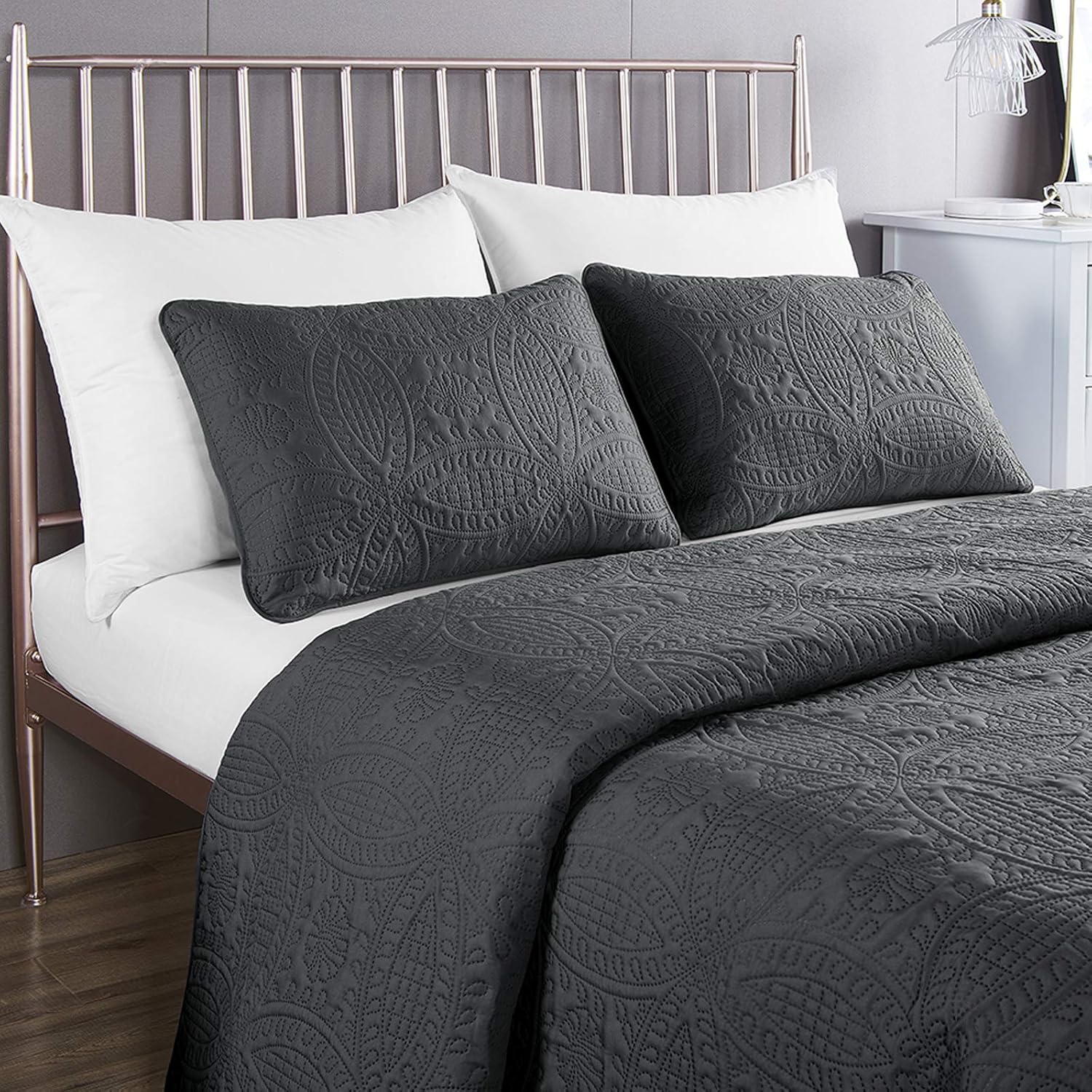 Coinisi Bedspread Coverlet Set Dark Gray Comforter