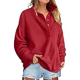 ANRABESS Womens Oversized Sweatshirt Long Sleeve Henley Pullover Tops 2026 Spring Casual Button Loose Fit Teens Outfits