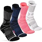 Jspupifip 4 Pairs Running Compression Socks for Men Women Athletic Crew Socks for Hiking Cycling Basketball Running Sports