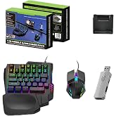 Zunate Half Hand Gaming Keyboard and Combo, Half Hand Gaming Keyboard Set, 4 in 1 Mobile Gaming Keyboard Set with Converter, Adjustable Phone Stand for PC