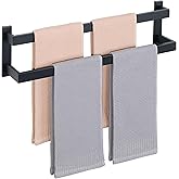 Alise Double Towel Bars for Bathroom Wall Mount,Double Towel Racks for Bathroom Towel Holder Black,SUS304 Stainless Steel Towel Rail Towel Hanger for Bathroom 23.6 Inch,Matte Black