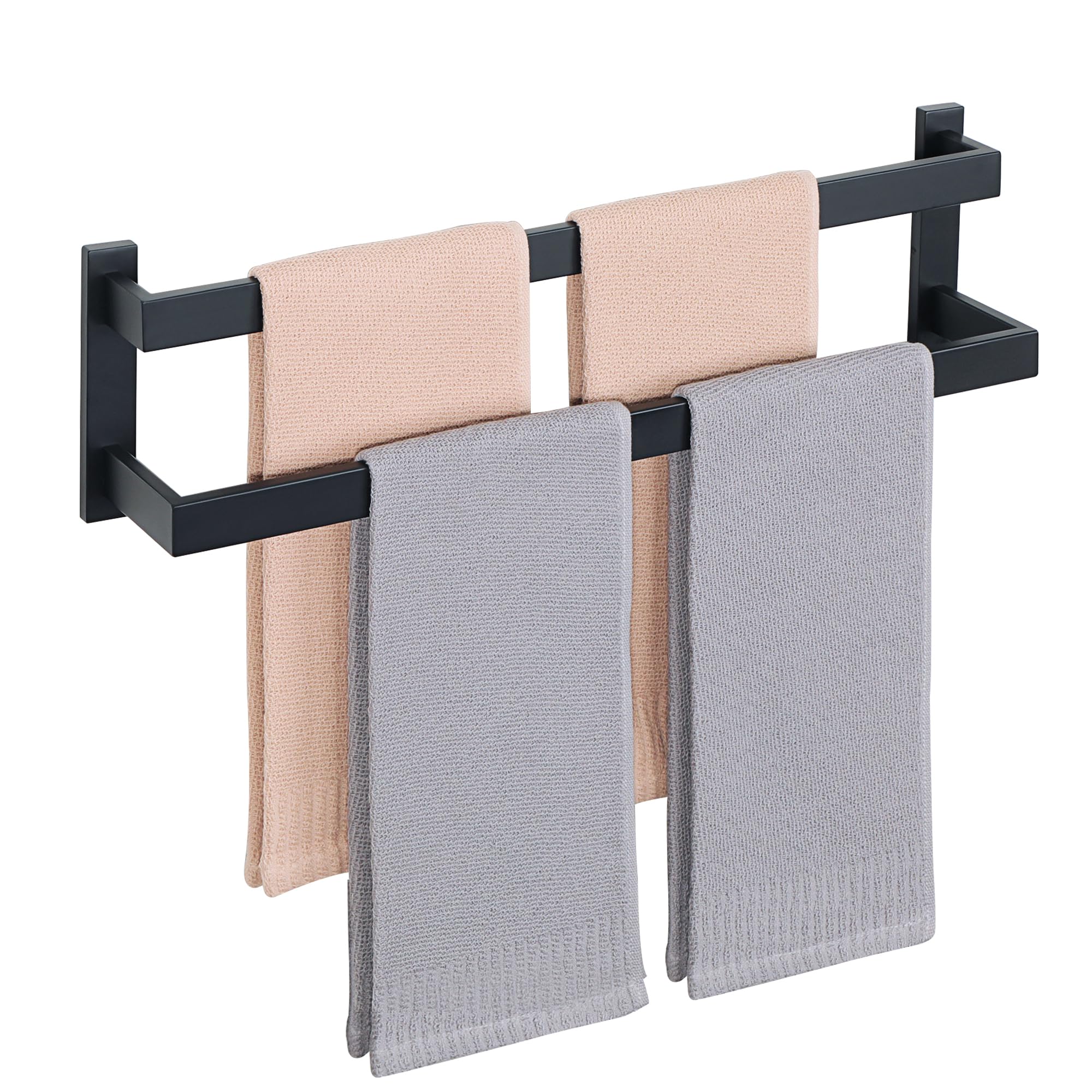Photo 1 of Alise Double Towel Bars for Bathroom Wall Mount,Double Towel Racks for Bathroom Towel Holder Black,SUS304 Stainless Steel 2 Towel Rail 23.2 Inch,Matte Black