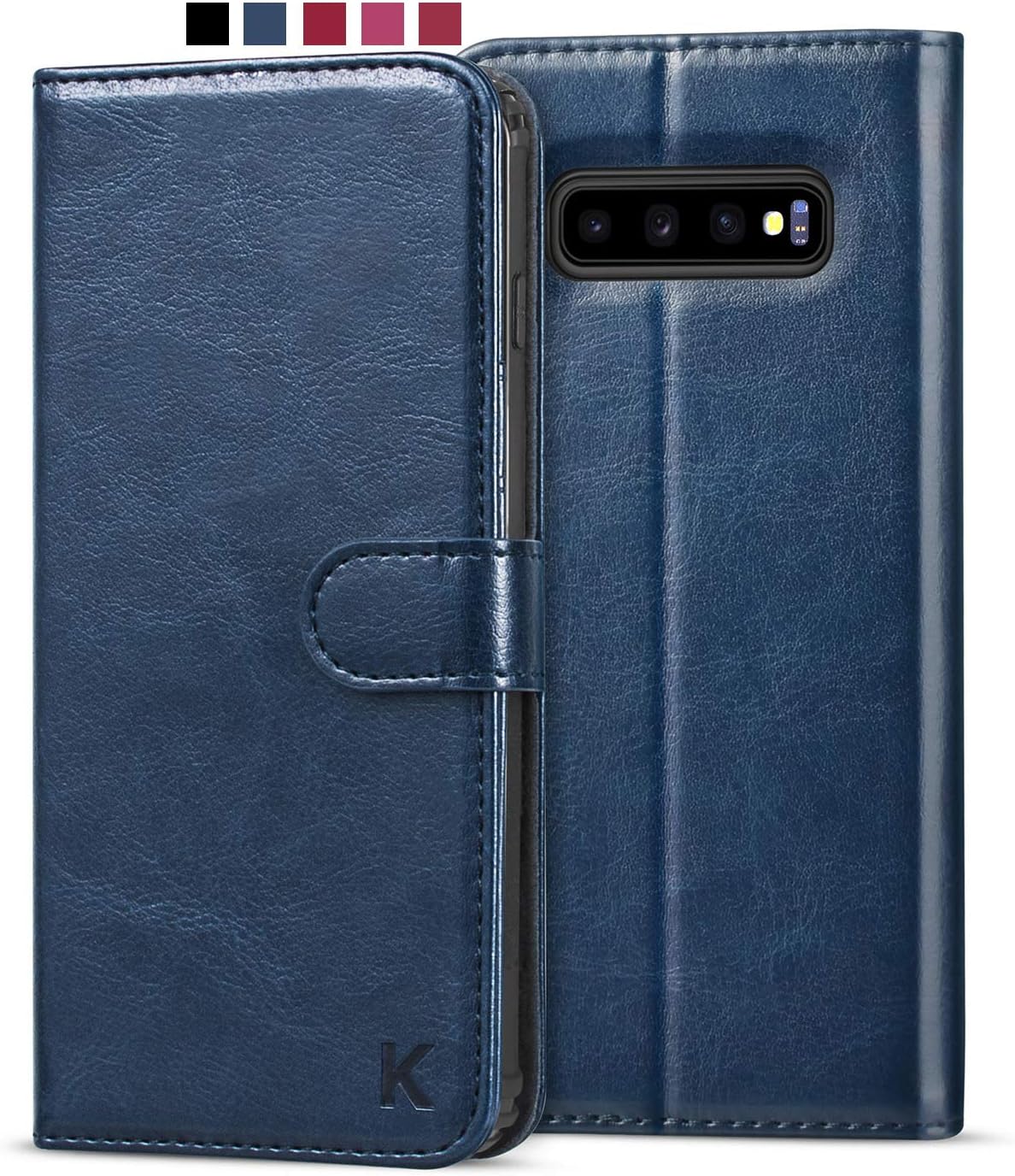 KILINO Coque en Cuir Galaxy S10 Housse étui Folio Porte-Cartes [RFID Blocking] [Protection Contre Les Chutes & Chocs] [Fermeture Magnétique] [Position Stand] pour Samsung Galaxy S10 (Bleu)