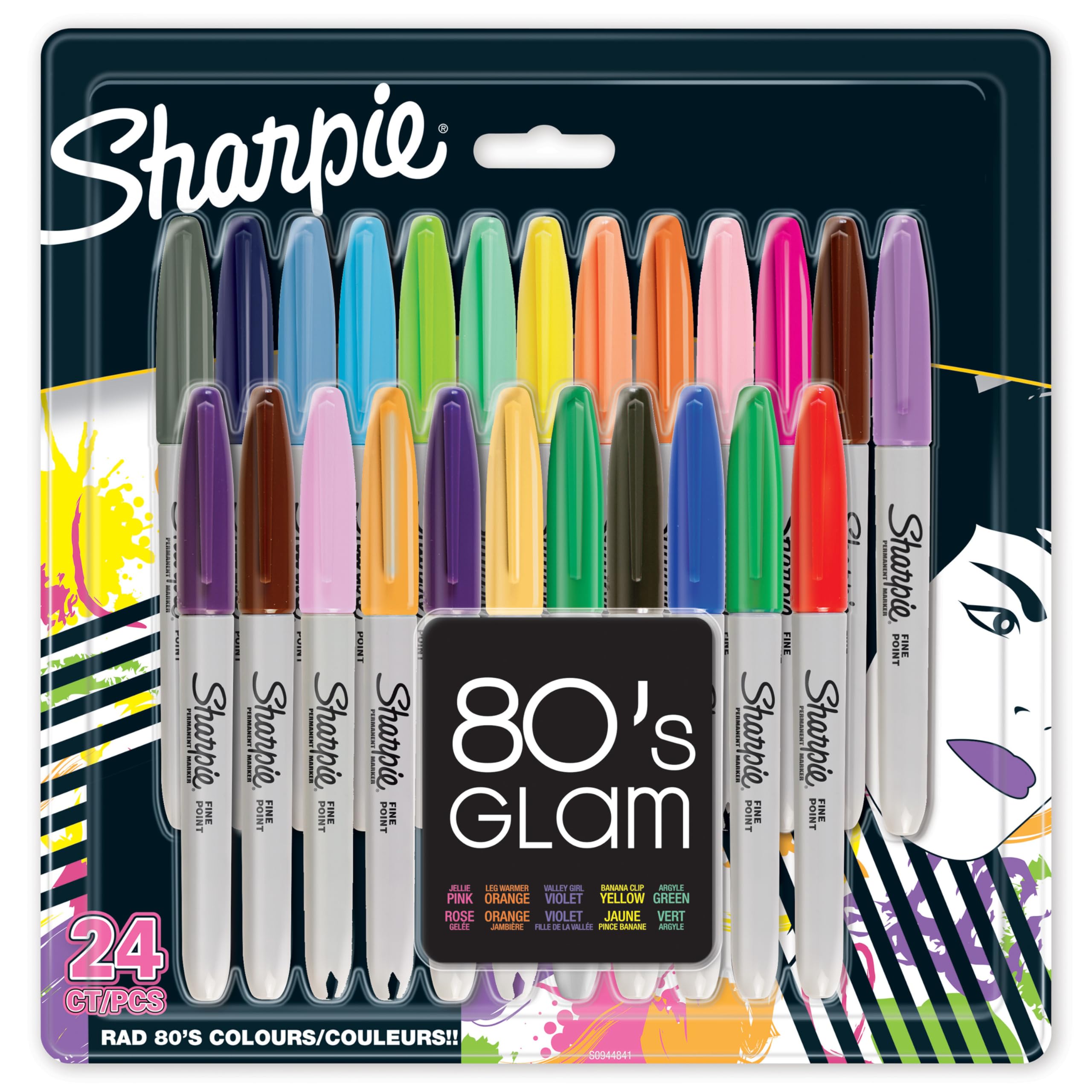 Sharpie Permanent Markers | Fine Point | 80s Glam Colours | 24 Count — image 1