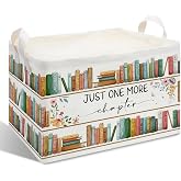 CIAEXRN Collapsible Storage Basket with Handles - Just One More Chapter | Book Basket Waterproof Canvas for Books Reading Room Bedroom Laundry Room Corner Home Library Clothes, Decor for Rooms -02