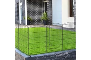 INJOPEXI Decorative Garden Fence 6 Panels 13ft (L)×36in (H) Animal Barrier Fences with 5 Panels + 1 Gate, No Dig Garden Fencing Rustproof Metal Wire Temporary Rabbit Dog Fence for Patio Outdoor Yard