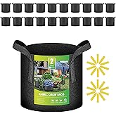 iPower 20 Pack 2 Gallon Grow Bags, Garden Planting Nonwoven Fabric Pots, Heavy Duty and Aeration Planter Pot with Reinforced Handle for Vegetables, Fruits and Flowers, Black