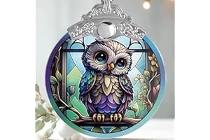 Jocidea Owl Christmas Ornaments - Stained Glass Holiday Decorations, Tree Ornaments, Xmas Gifts for Owl Lovers