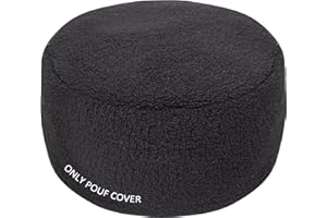 GLAXYFUR Unstuffed Ottoman Pouf Cover,Sherpa Fleece Faux Fur Foot Stool, 20x12 Inches Storage Solution, Floor Bean Bag (No Filler),Foot Rest for Living Room, Bedroom, Cover ONLY (Sherpa, Black)