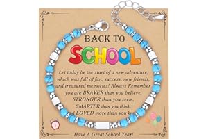 AryaHozel Back to School Gifts for Students, Tiny Natural Stone First Day of School Back to School Bracelet Gifts for Girls Daughter Granddaughter Niece Sister Friend