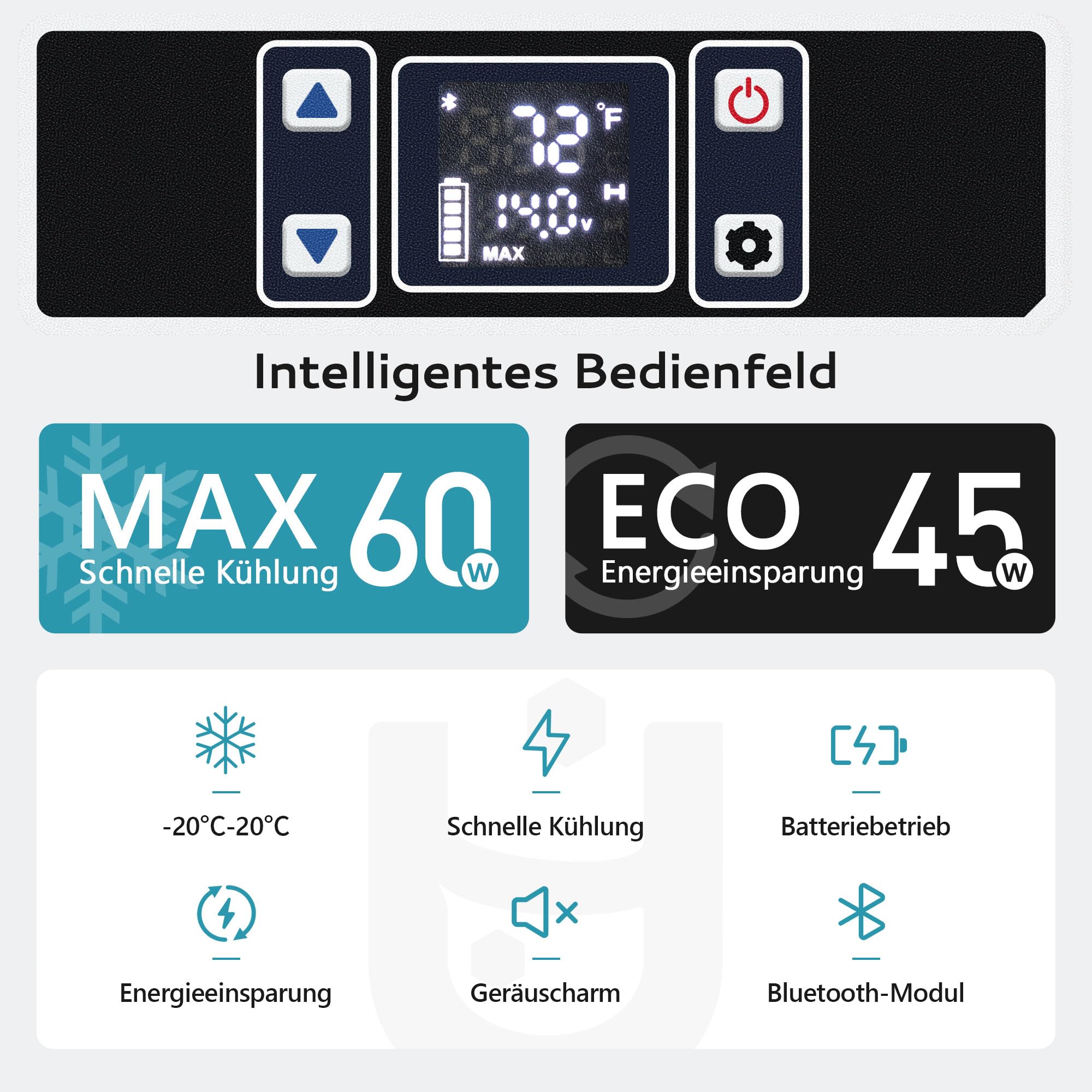 EUHOMY 12V Kompressor Kühlbox 40L, Kühlbox Auto Kompressor mit APP Gesteuert, 12V/240V Kühlschrank -20 ℃ bis 20 ℃, tragbarer Kühlschrank für Camping, Reisen, Lastkraftwagen 6
