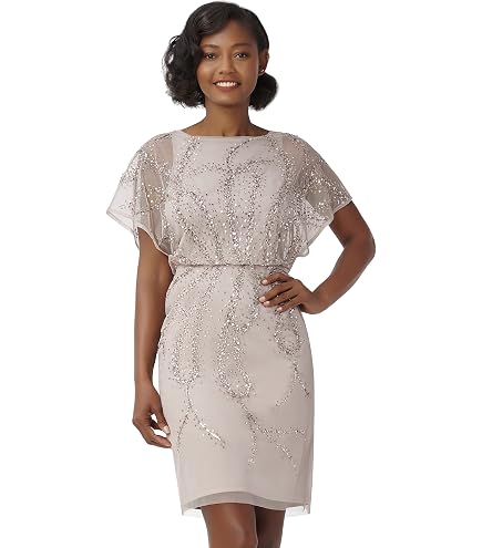 Adrianna Papell Women's Beaded Cocktail Dress, Stone, 6 : Clothing, Shoes & Jewelry