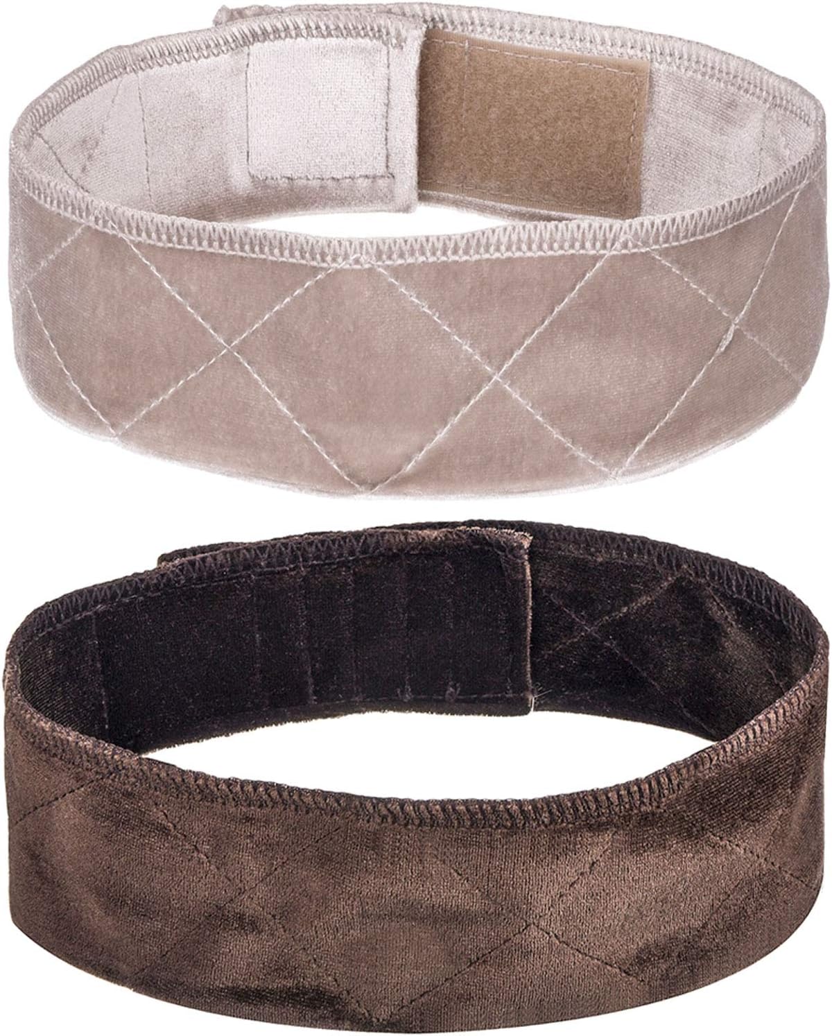 2 Pack Velvet Wig Grip Band Comfort Head Hair Band Adjustable Fastern (Beige and Brown)