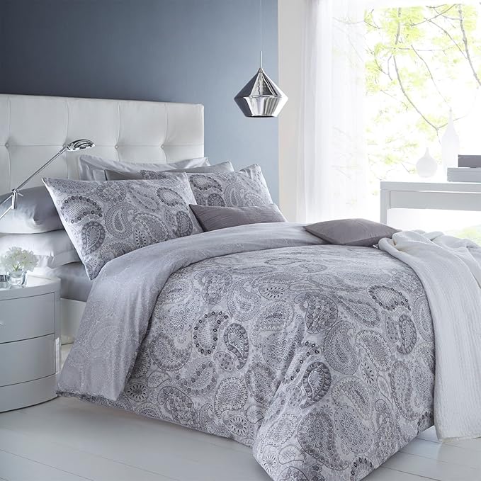 Sleep Down Bettwäsche-Set für Super-Kingsize-Betten, Baumwolle, Grau