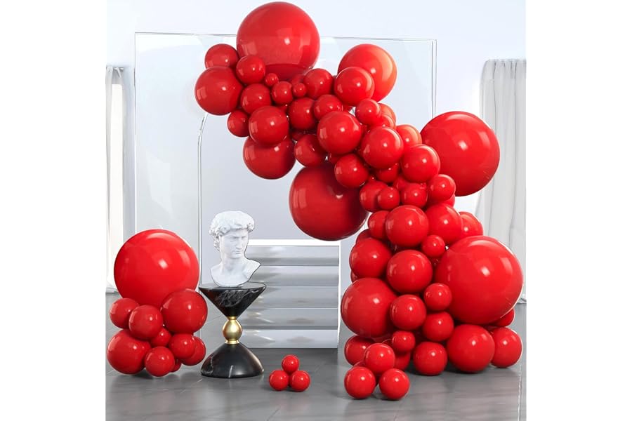 PartyWoo Red Balloons 140 pcs Different Sizes of 18 12 10 5 Inch Red Balloon Arch Kit Garland for Birthday Graduation Bachelorette Citizenship Anniversary Cherry Casino Theme Party Decorations Red-Y57