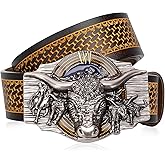Western Leather Belt for Men Women Cowboy Cowgirl Mens Buckle Belt for Jeans, Country Belt, Ideal Men's Gifts