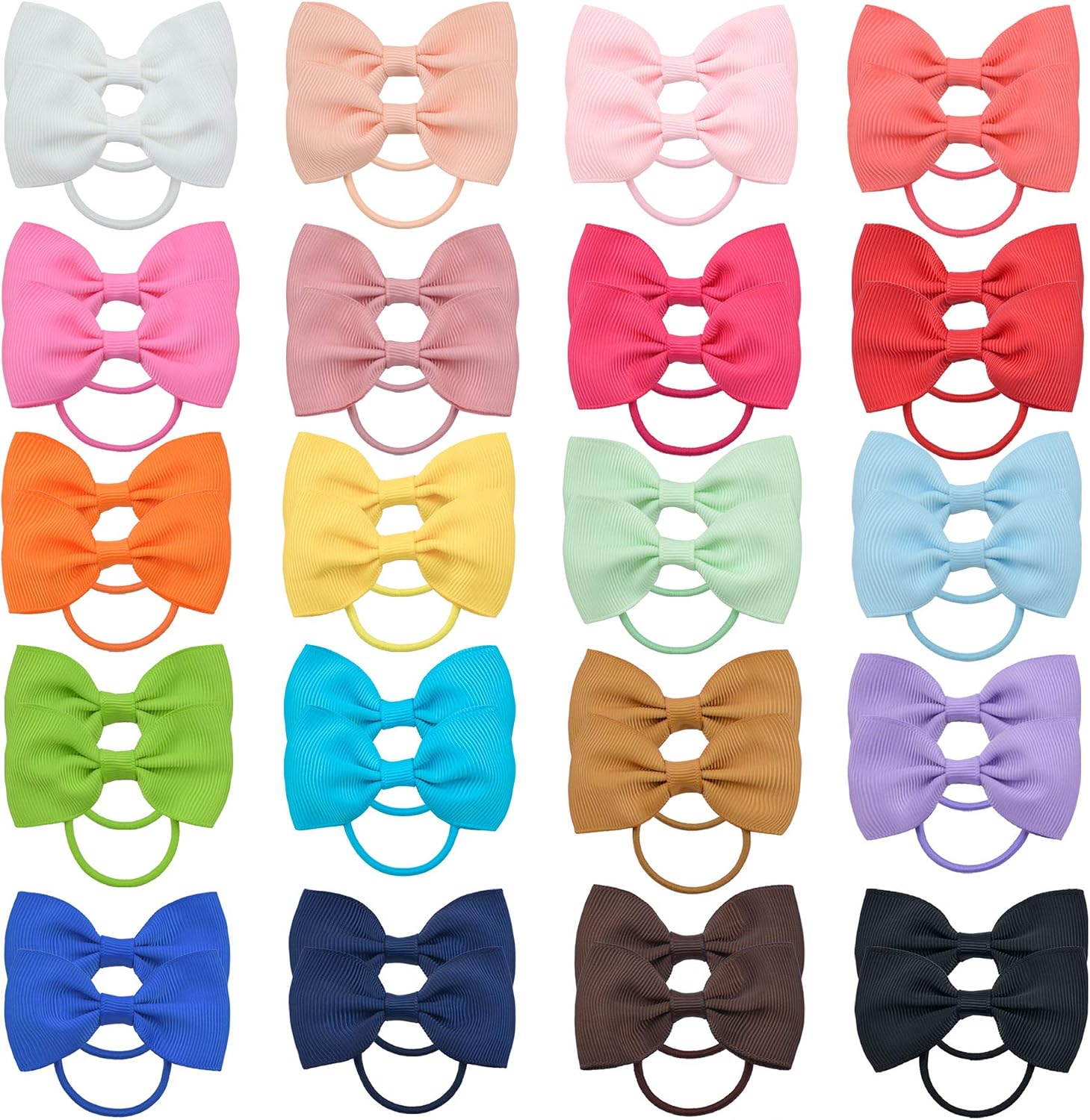 40pcs Baby Girls Hair Bows Hair Ties Grosgrain Ribbon Elastic Hair Rubber Band Ponytail Holder Hair Accessories for Kids Toddlers