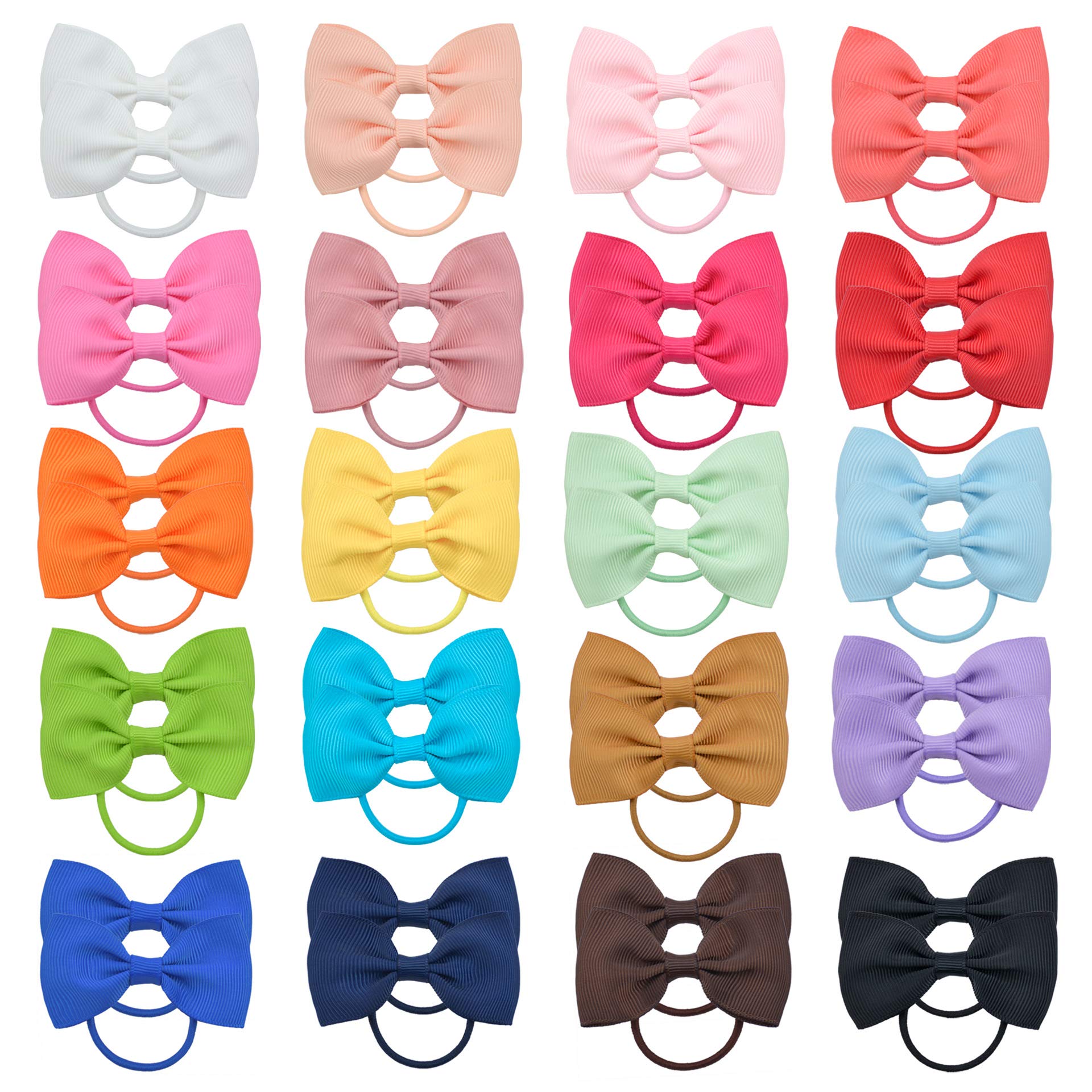 40pcs Baby Girls Hair Bows Hair Ties Grosgrain Ribbon Elastic Hair Rubber Band Ponytail Holder Hair Accessories for Kids Toddlers