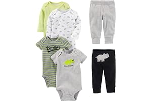 Simple Joys by Carter's Baby Boys' 6-Piece Bodysuits (Short and Long Sleeve) and Pants Set