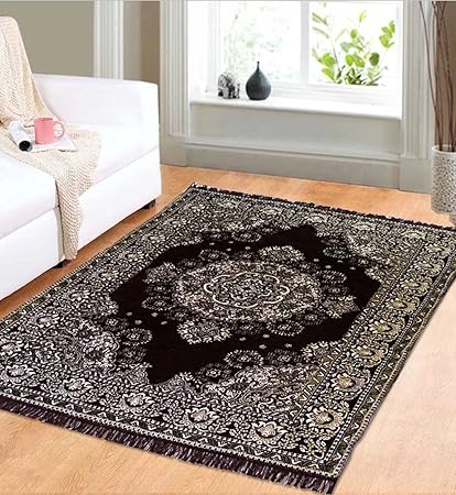 The Home Talk Dark Brown Chenille Multicolor Carpet/Rug/Floor mat (54 X 84 inch), Polyester, Best for Bedroom/Living Room/Drawing Room- Coffee