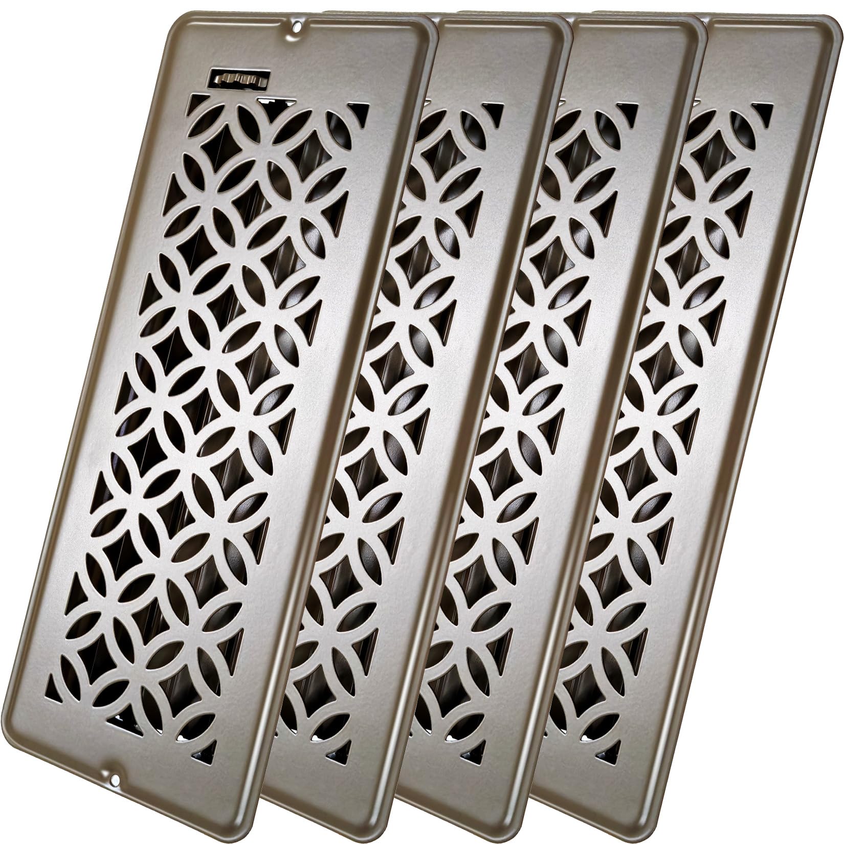 Photo 1 of 4x12 Floor Register, Floor Vent Cover, Air Vents, All Steel Heavy Duty Floor Register, Easy Adjustable Air Supply Lever, or Wall Vents (4 x12 Brown 4Pack)