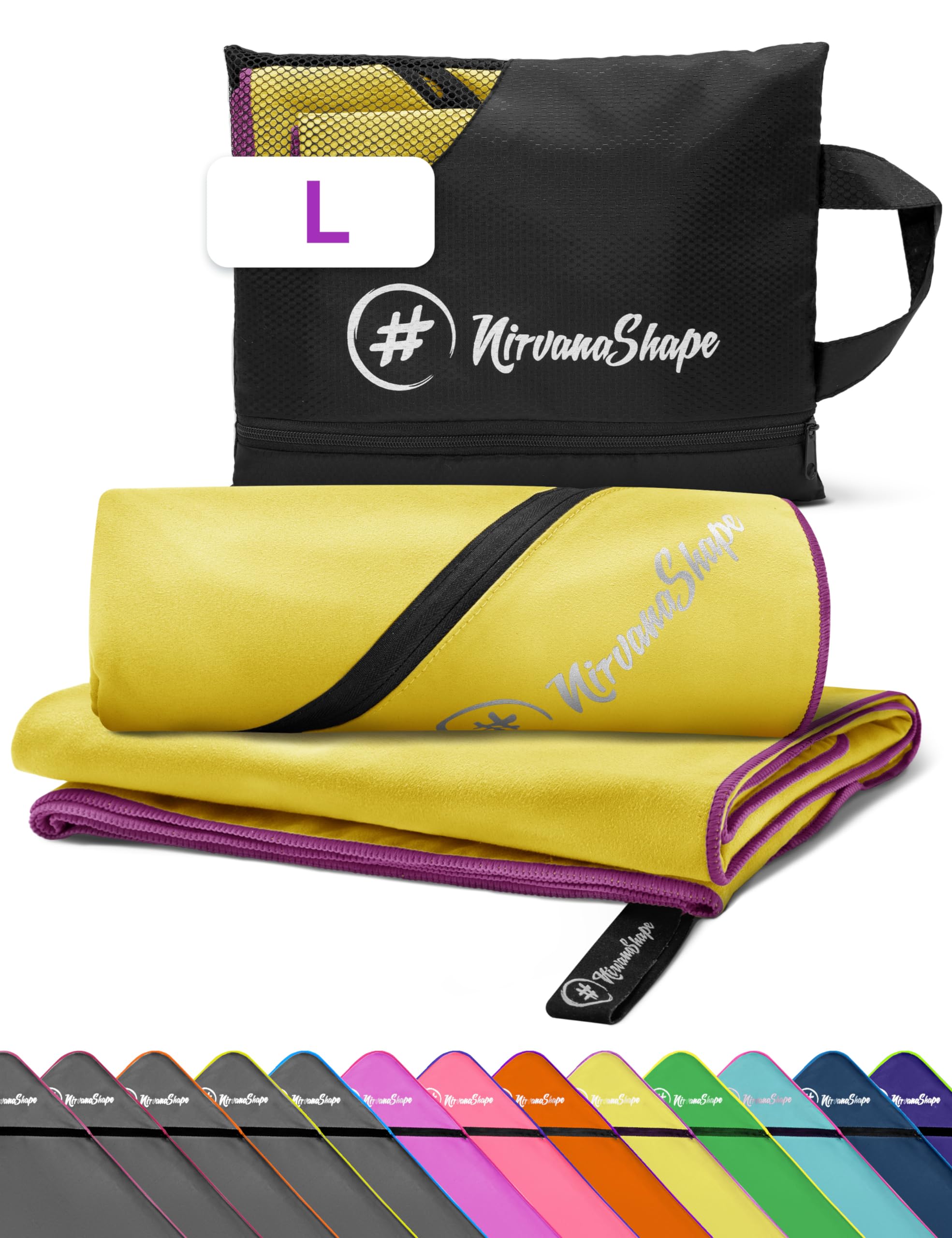 NirvanaShape Microfiber - Travel Towel for Beach, Sports, L 140 x 70 cm