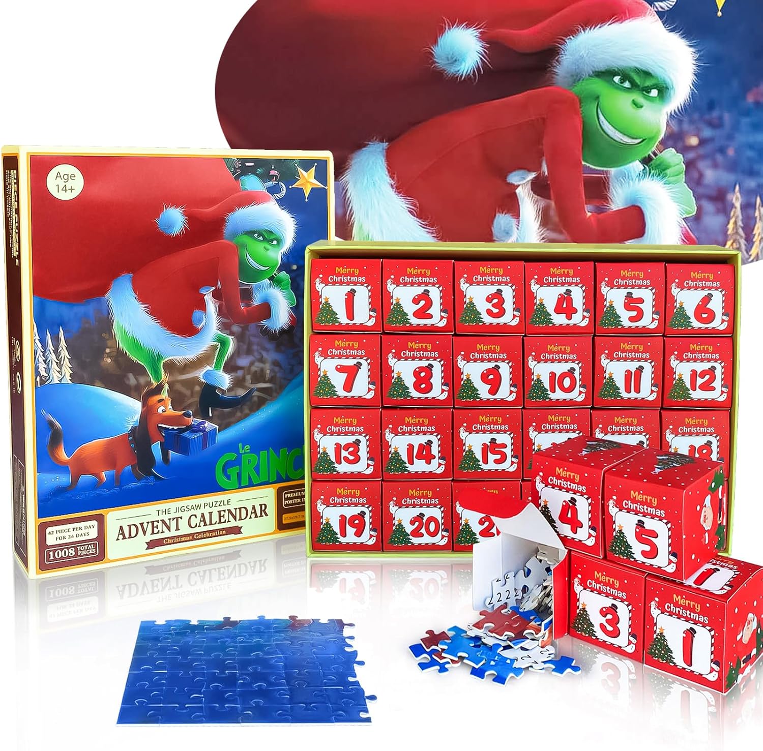 Advent Calendars - Advent Calendar 2023 Jigsaw Puzzles: 1008 Pieces Grinch Jigsaw Puzzle for Adults Kids - 24 Days Surprise Christmas Countdown Calendars - Family Game Puzzle,Christmas Gift Idea for Teens - 24 Boxes