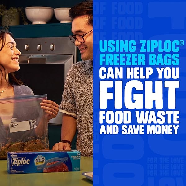 ZIPLOC QUART FOOD STORAGE FREEZER BAGS, STAY OPEN DESIGN, EASY TO FILL, 60 COUNT (PACKAGING MAY VARY)