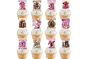 Deorfuy Boots on the Ground Decorations - 24PCS Western Cowgirl Cupcake Toppers Party Decoration Boots on the Ground Birthday Cupcake Picks Table Decor Baby Shower Supplies