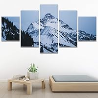 SIGNWIN 5 Panel Canvas Wall Art Snowy Tops for Home Decorations Ready to Hang - 60