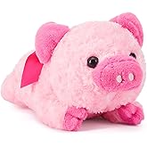 IKASA Pig Stuffed Animal Plush Toy with Bow for Valentine,Cute 13.7" Plushie Soft Small Cuddly Toys,Valentine's Gifts for Girlfriend Boyfriend