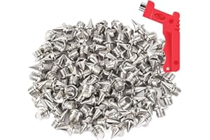 VOCOOL 100PCS 1/4inch Silver Stainless Steel Track and Cross Country Spikes with Spike Wrench, Pyramid Replacement Track Spik