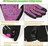MOREOK Waterproof Windproof Winter Gloves -30F 3M Thinsulate Touchscreen Pink XS view 2