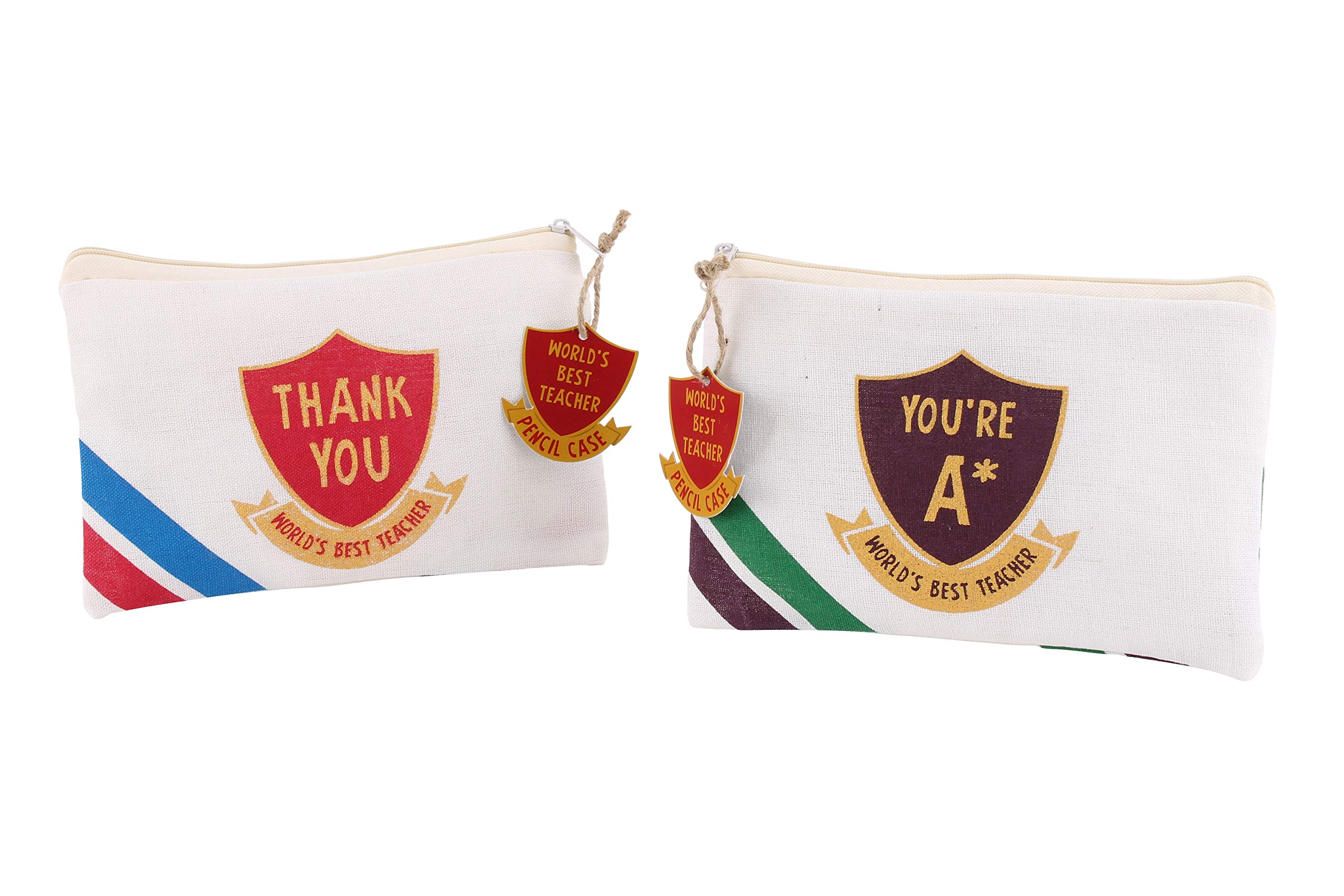 CGB Giftware | Set of 2 Canvas Pencil Case | Shield Design | Thank You World's Best Teacher Gift | End of Term Gift | You're A* | DES616