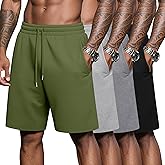 Neer 4 Pack Men Casual Shorts Cotton Summer Shorts Bermuda Athletic Drawstring Elastic High Waist Lightweight Shorts